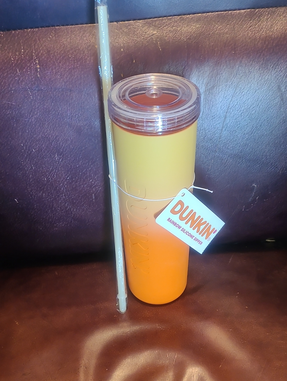 Dunkin® Yellow-Orange Ombre Tumbler with Straw